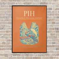Thumbnail for Pocatello Regional Airport PIH vertical canvas print - framed - orange background