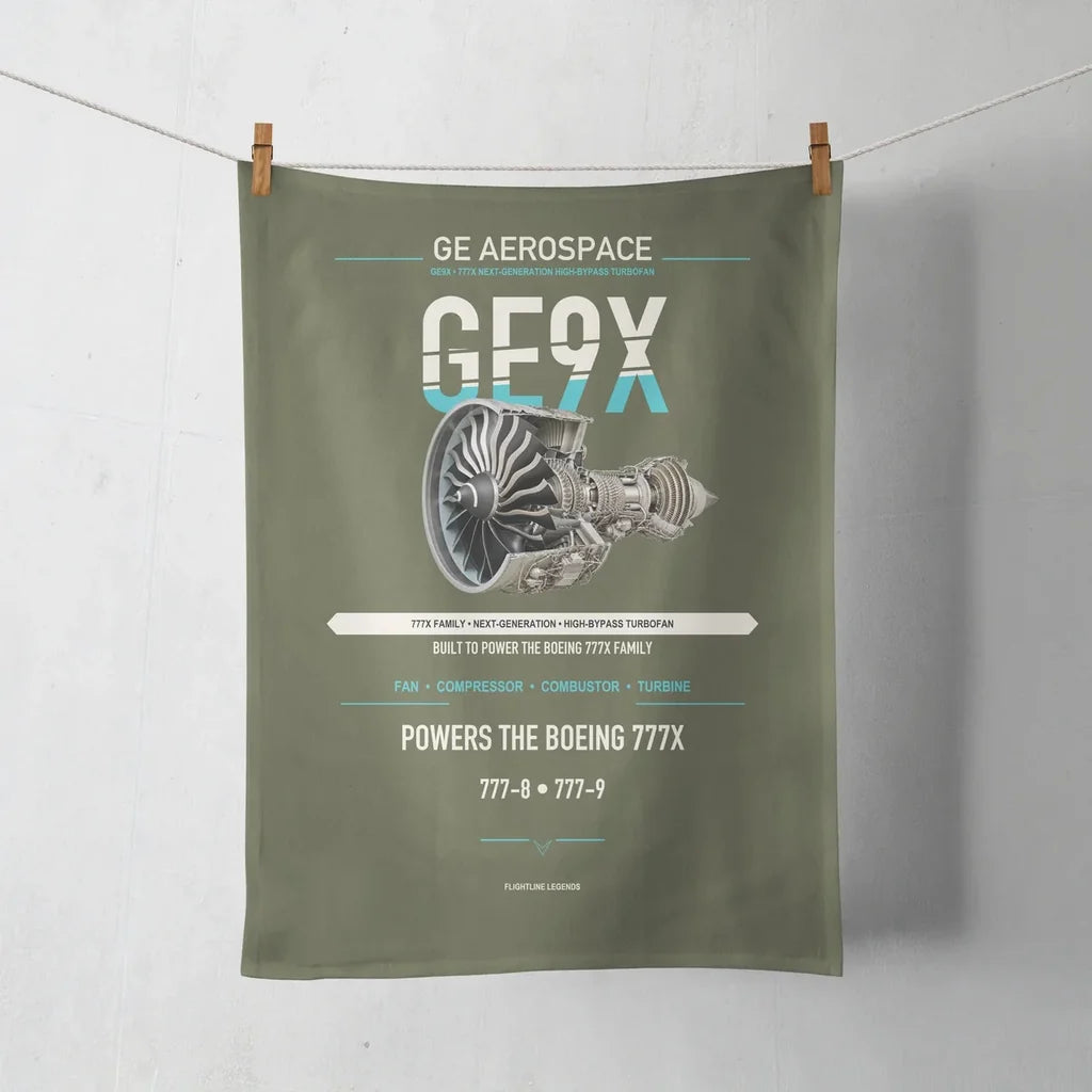 GE9X design on green army towel
