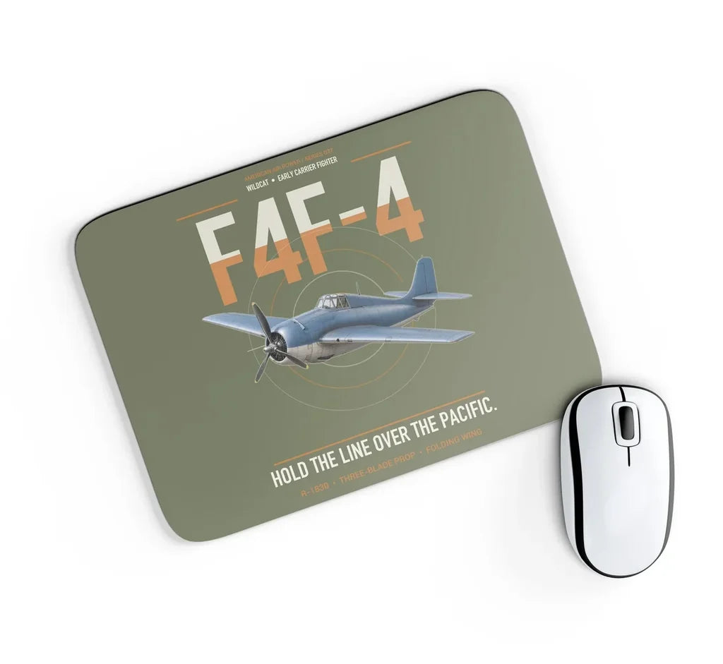 F4F-4 Wildcat design on green army rectangle mouse pad