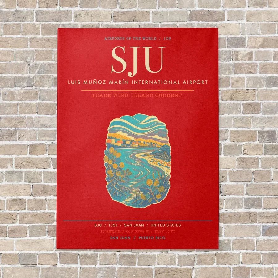 Luis Munoz Marin International Airport San Juan SJU - Canvas Framed - Red