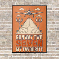 Thumbnail for Runway Two Seven My Favourite vertical canvas print - framed - orange background