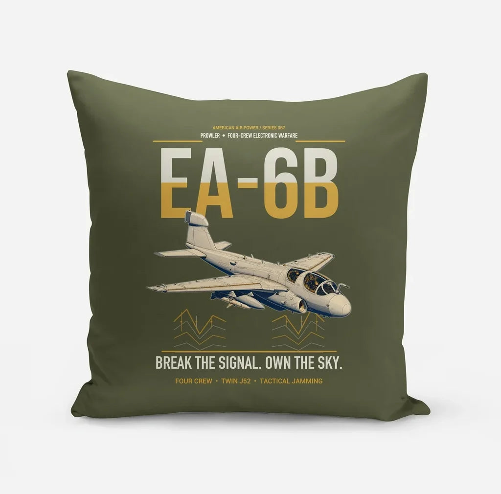 EA-6B Prowler design on green army pillow