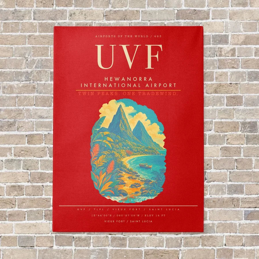 Hewanorra International Airport UVF - Canvas Framed - Red