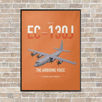 Thumbnail for EC-130J Commando Solo III vertical canvas print - framed - orange background