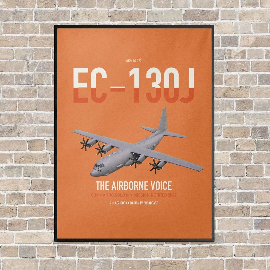 EC-130J Commando Solo III vertical canvas print - framed - orange background