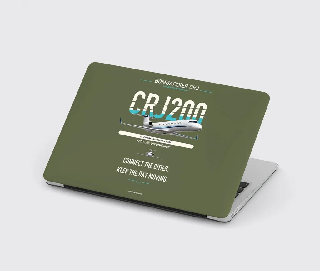 Bombardier CRJ200 design on green army MacBook case