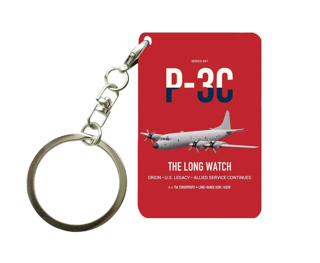P-3C Orion design on red designed key chain, double-side print