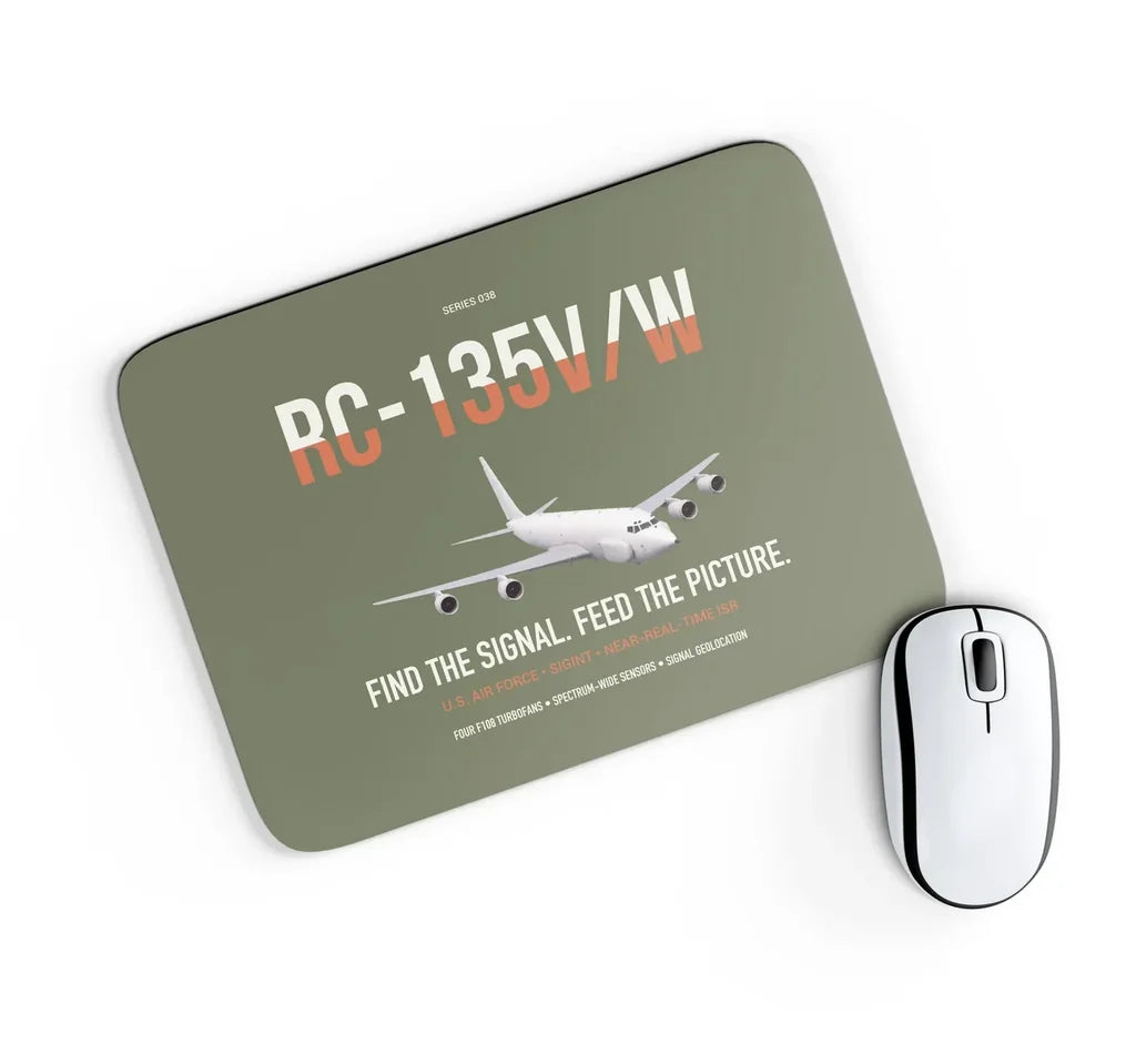 RC-135V W Rivet Joint design on green army rectangle mouse pad