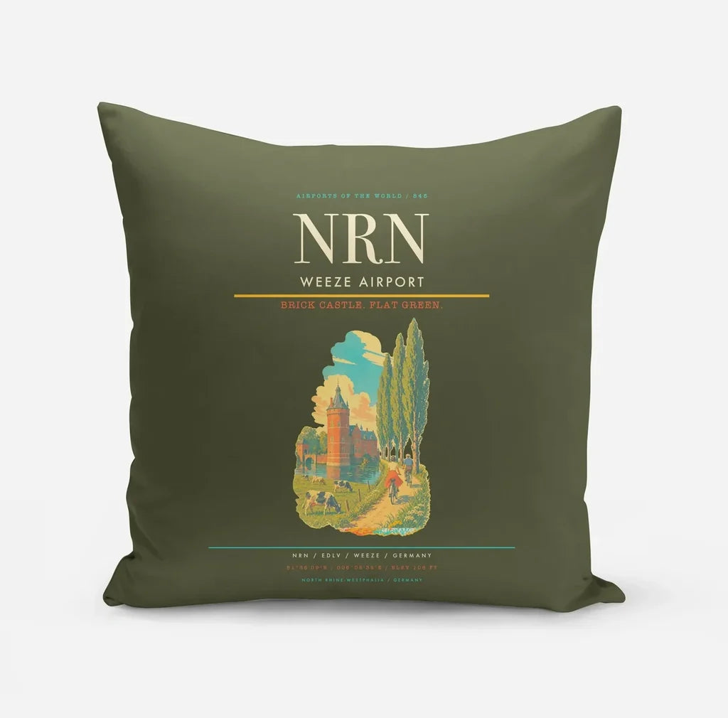 Weeze Airport (NRN) design on green army pillow