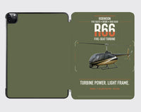 Thumbnail for Robinson R66 design on green army ipad tablet case