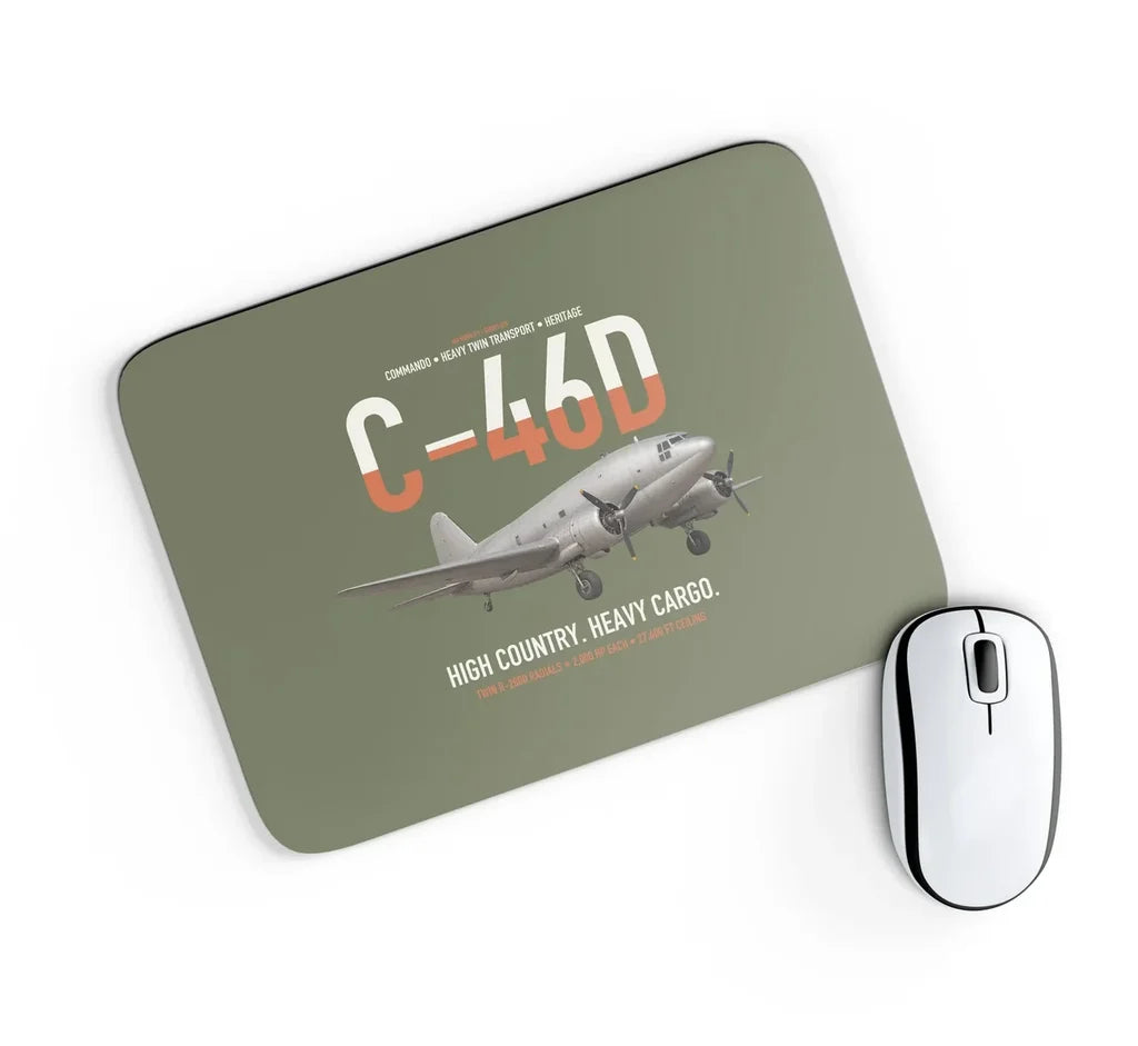C-46D Commando design on green army rectangle mouse pad