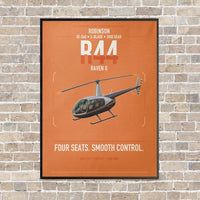 Thumbnail for Robinson R44 Raven II vertical canvas print - framed - orange background