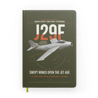 Thumbnail for Saab J 29F Tunnan design on green army notebook