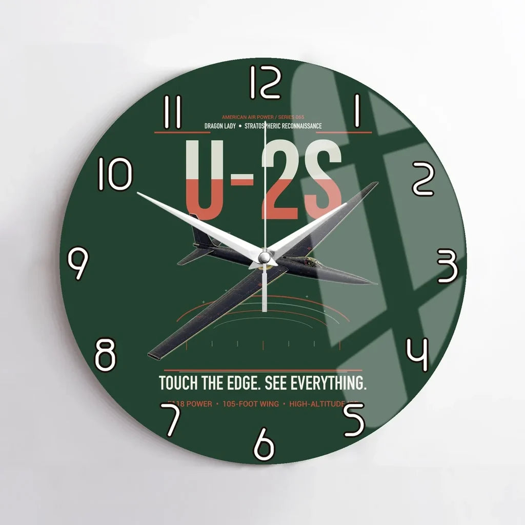 U-2S Dragon Lady design on dark green no frame wall clock