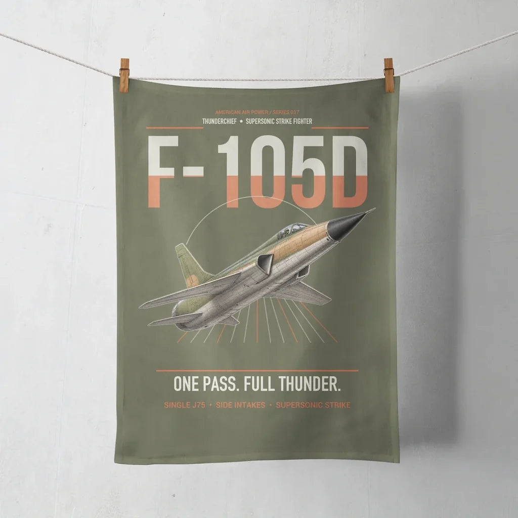 F-105D Thunderchief design on green army towel