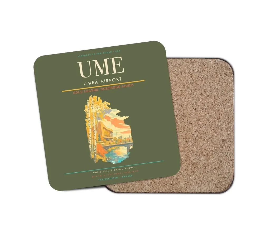 Umeå Airport (UME) design on green army 1 piece coaster
