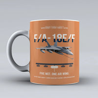 Thumbnail for F A-18E F Buddy Tanker design on orange ceramic mug, double-side print