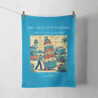 Thumbnail for VINTAGE G4379 - The Skycap's Pyramid - Designed Towels design on turquoise