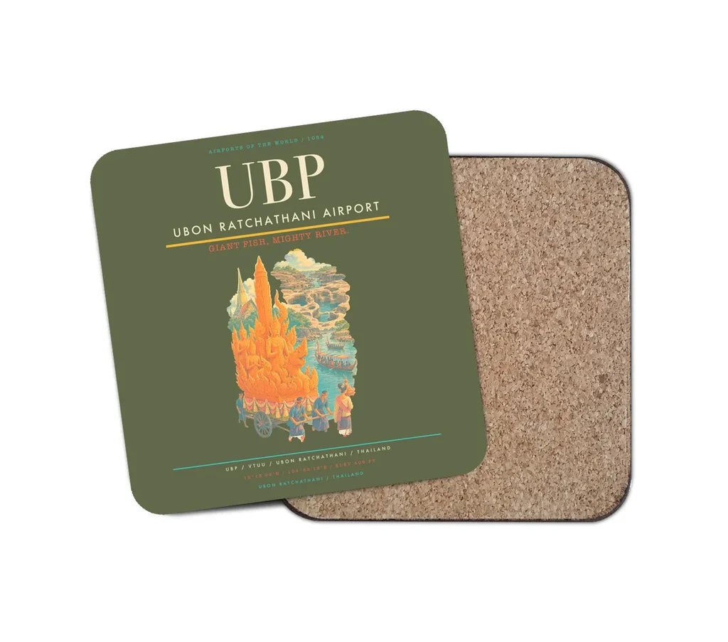 Ubon Ratchathani Airport (UBP) design on green army 1 piece coaster
