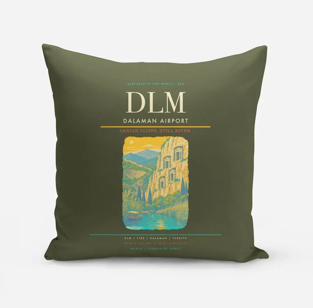 Dalaman Airport (DLM) design on green army pillow