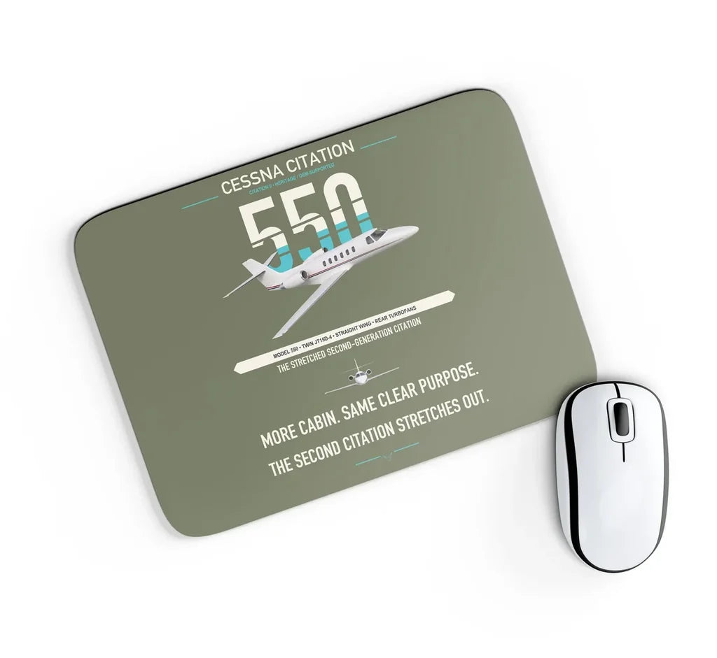 Cessna Citation 550 - Citation II design on green army rectangle mouse pad