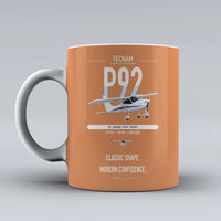 Thumbnail for Tecnam P92 Echo MkII design on orange ceramic mug, double-side print
