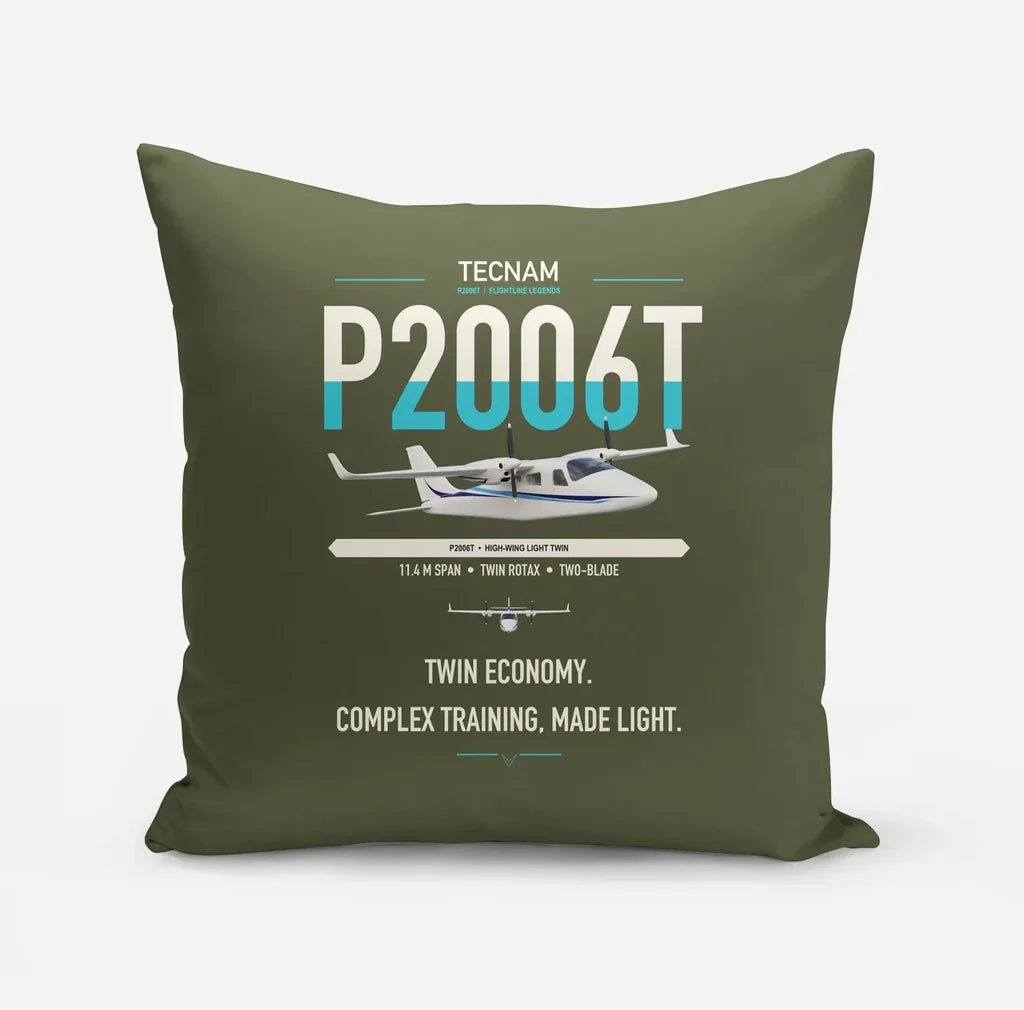 Tecnam P2006T design on green army pillow