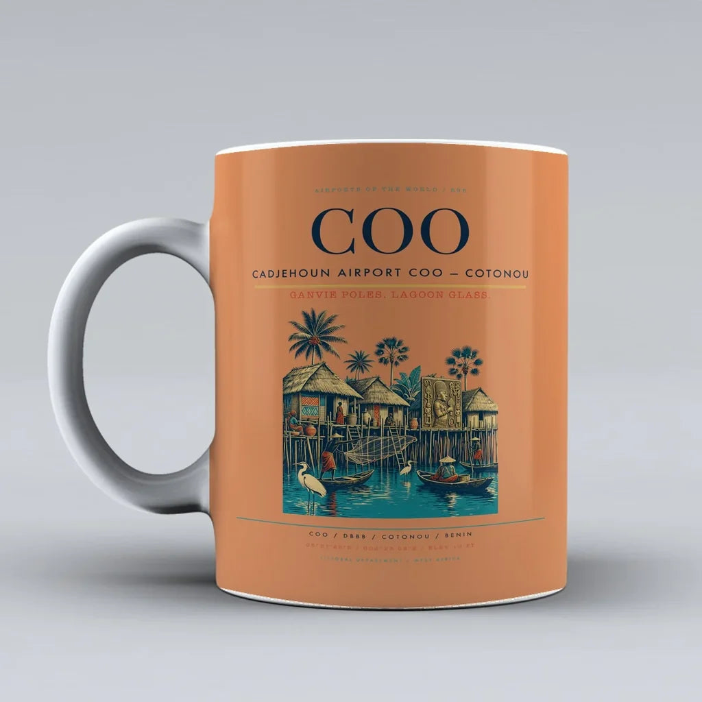 Airport COO — Cotonou Mug design on orange cadjehoun