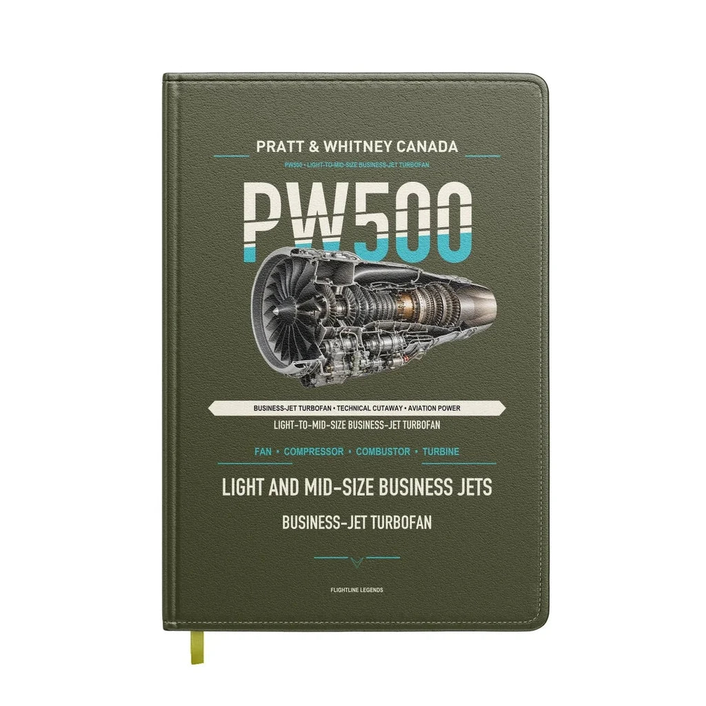 PW500 design on green army notebook