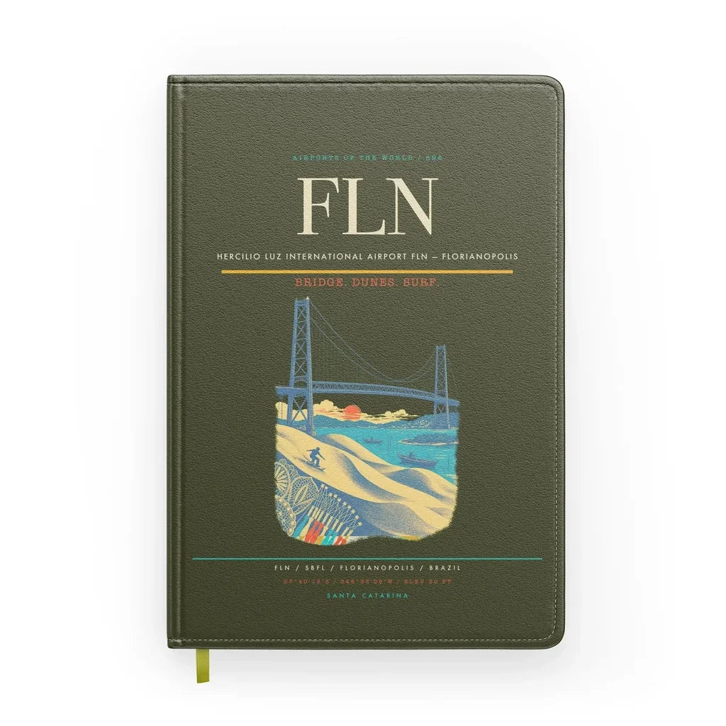Hercilio Luz International Airport (FLN) design on green army notebook