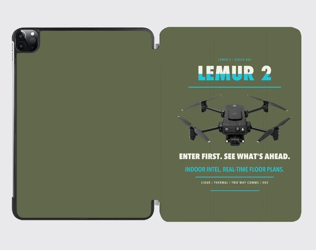 BRINC LEMUR 2 design on green army ipad tablet case