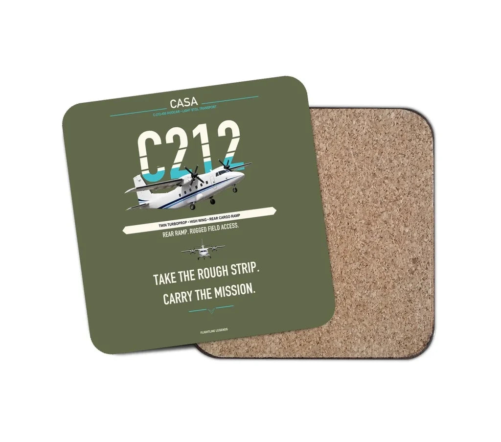 CASA C-212-400 Aviocar design on green army 1 piece coaster