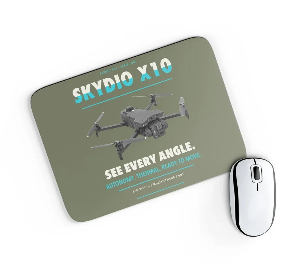 Skydio X10 design on green army rectangle mouse pad