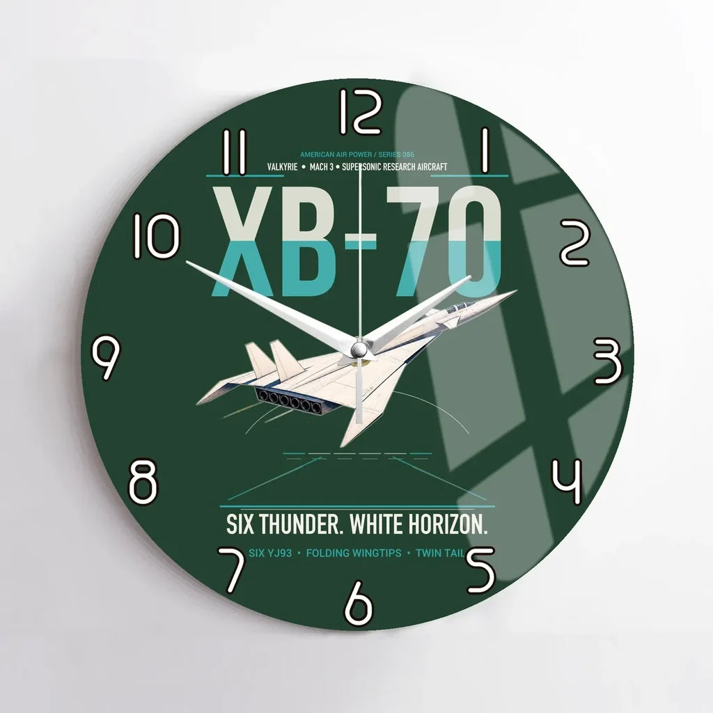 XB-70A Valkyrie design on dark green no frame wall clock