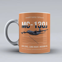 Thumbnail for MC-130J COMMANDO II design on orange ceramic mug, double-side print