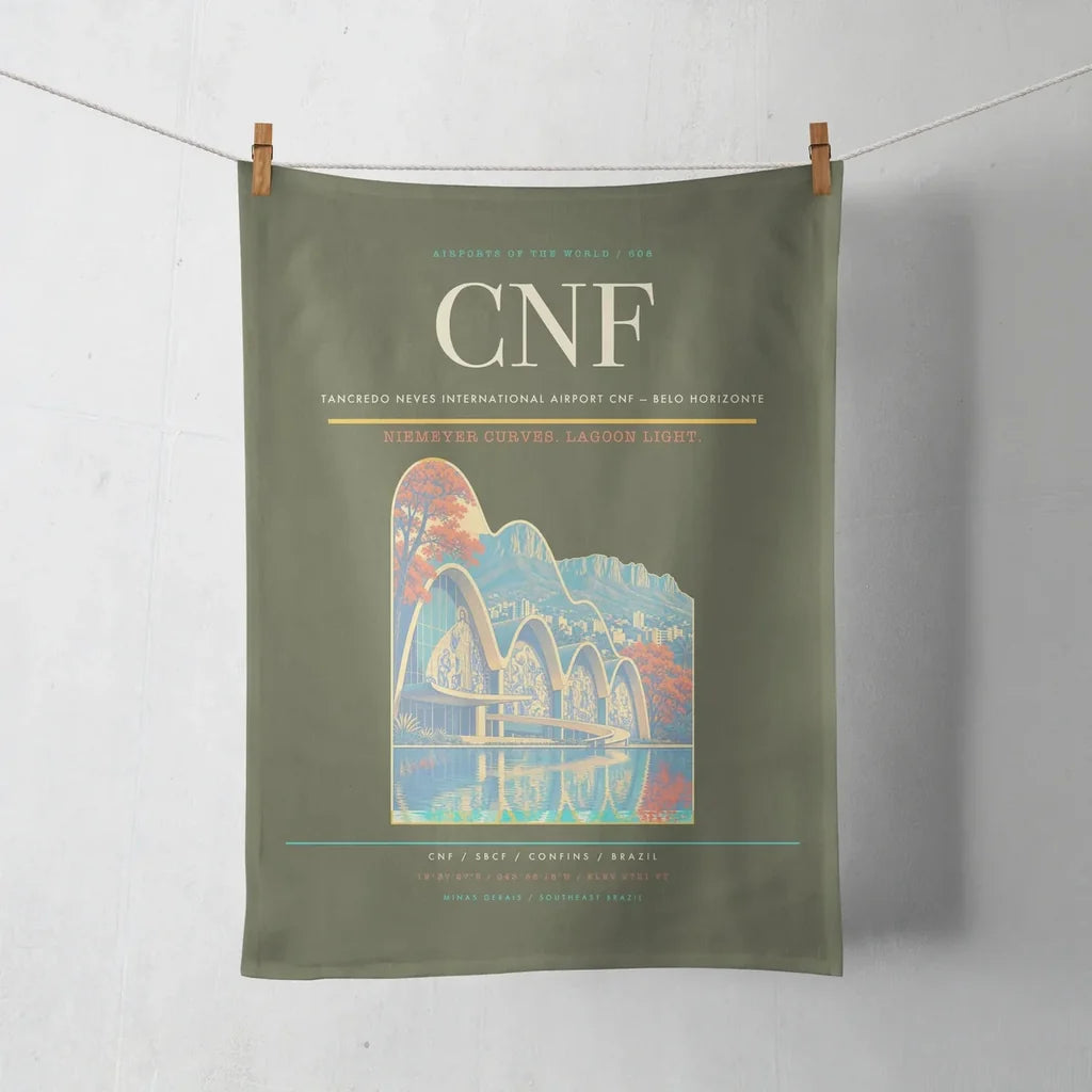Tancredo Neves International Airport (CNF) design on green army towel