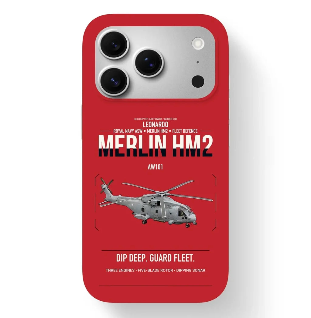Leonardo AW101 Merlin HM2 design on red magsafe iphone case, for iPhone 17 Pro