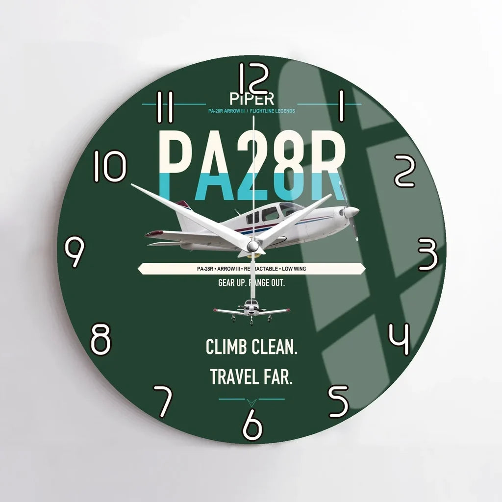 Piper PA-28R Arrow III design on dark green no frame wall clock