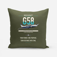 Thumbnail for Beechcraft Baron G58 design on green army pillow