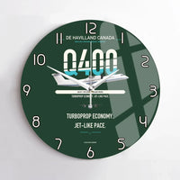 Thumbnail for De Havilland Dash 8-400 design on dark green no frame wall clock