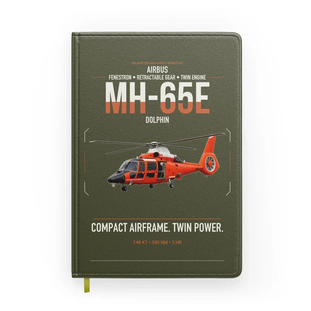 Airbus MH-65E Dolphin design on green army notebook