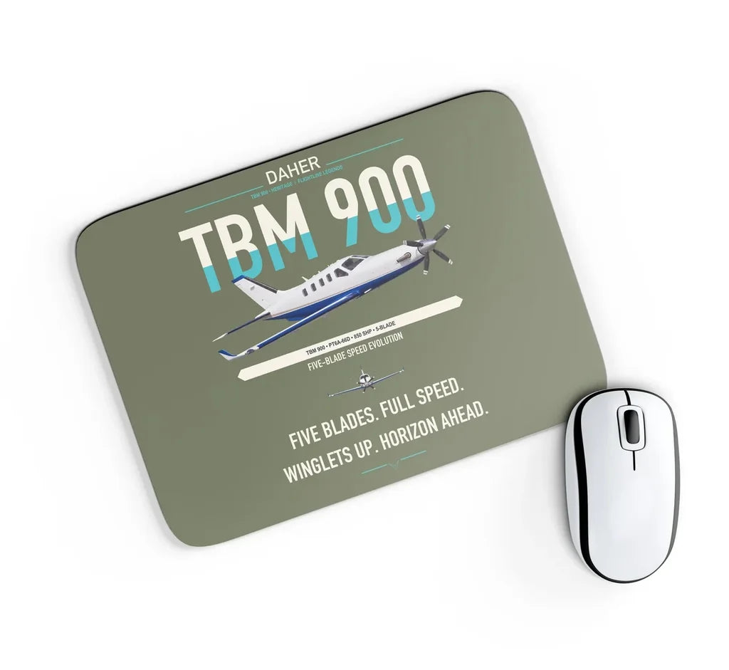 Daher TBM 900 design on green army rectangle mouse pad
