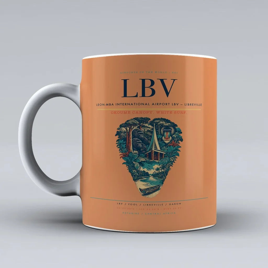 International Airport LBV — Libreville Mug design on orange leon mba