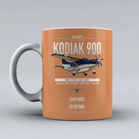 Thumbnail for Daher Kodiak 900 design on orange ceramic mug, double-side print