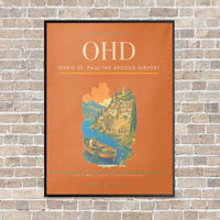 Thumbnail for Ohrid St. Paul the Apostle Airport OHD vertical canvas print - framed - orange background