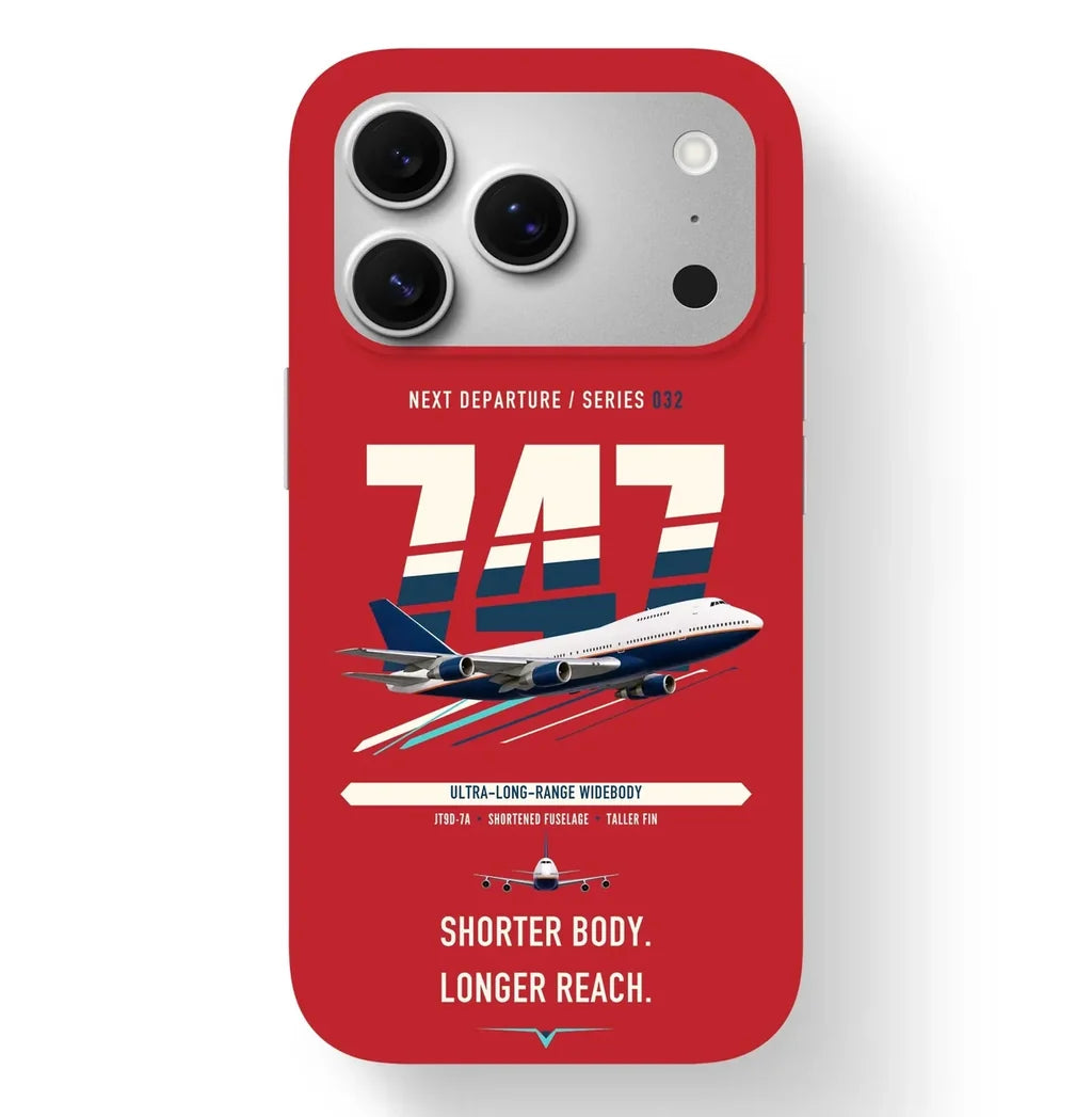 Boeing 747SP design on red magsafe iphone case
