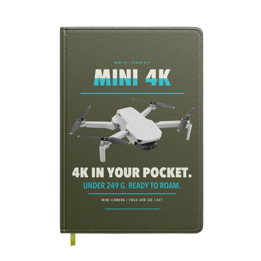 DJI Mini 4K design on green army notebook