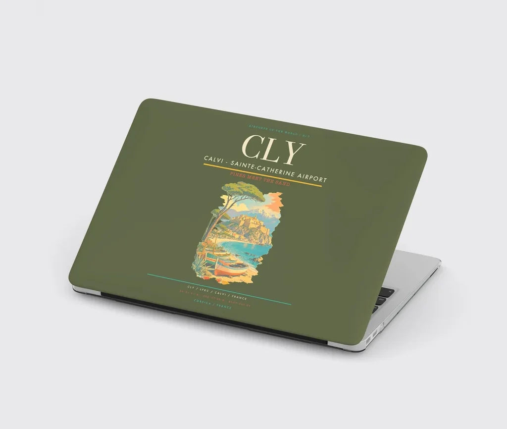 Calvi (CLY) design on green army MacBook case