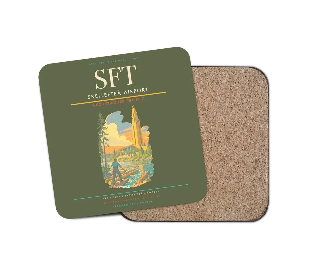Skellefteå Airport (SFT) design on green army 1 piece coaster