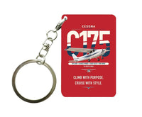 Thumbnail for Cessna 175 Skylark design on red designed key chain, double-side print